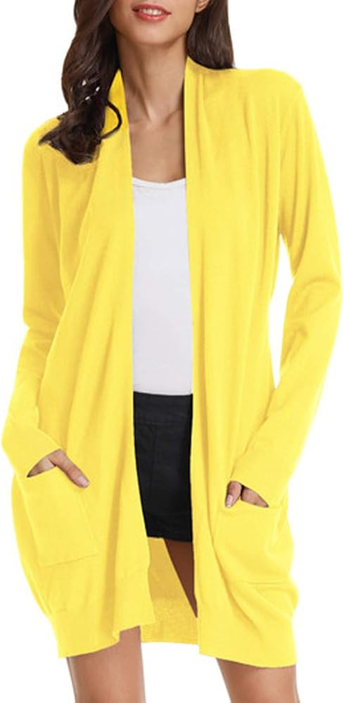 GRACE KARIN Essential Solid Open Front Long Knited Cardigan Sweater for Women | Amazon (US)