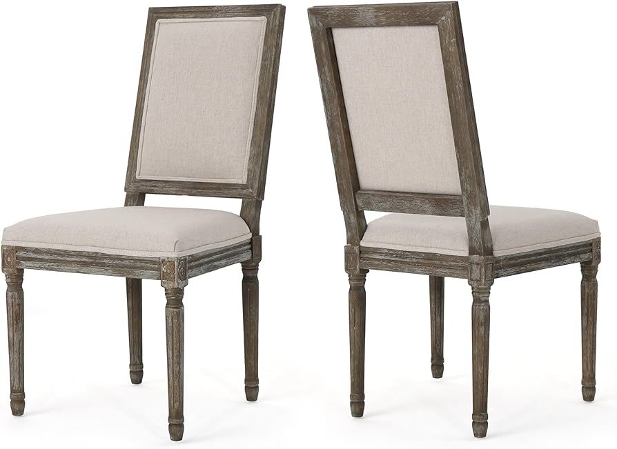 Christopher Knight Home Ledger Traditional Fabric Dining Chairs, 2-Pcs Set, Wheat / Dark Brown | Amazon (US)