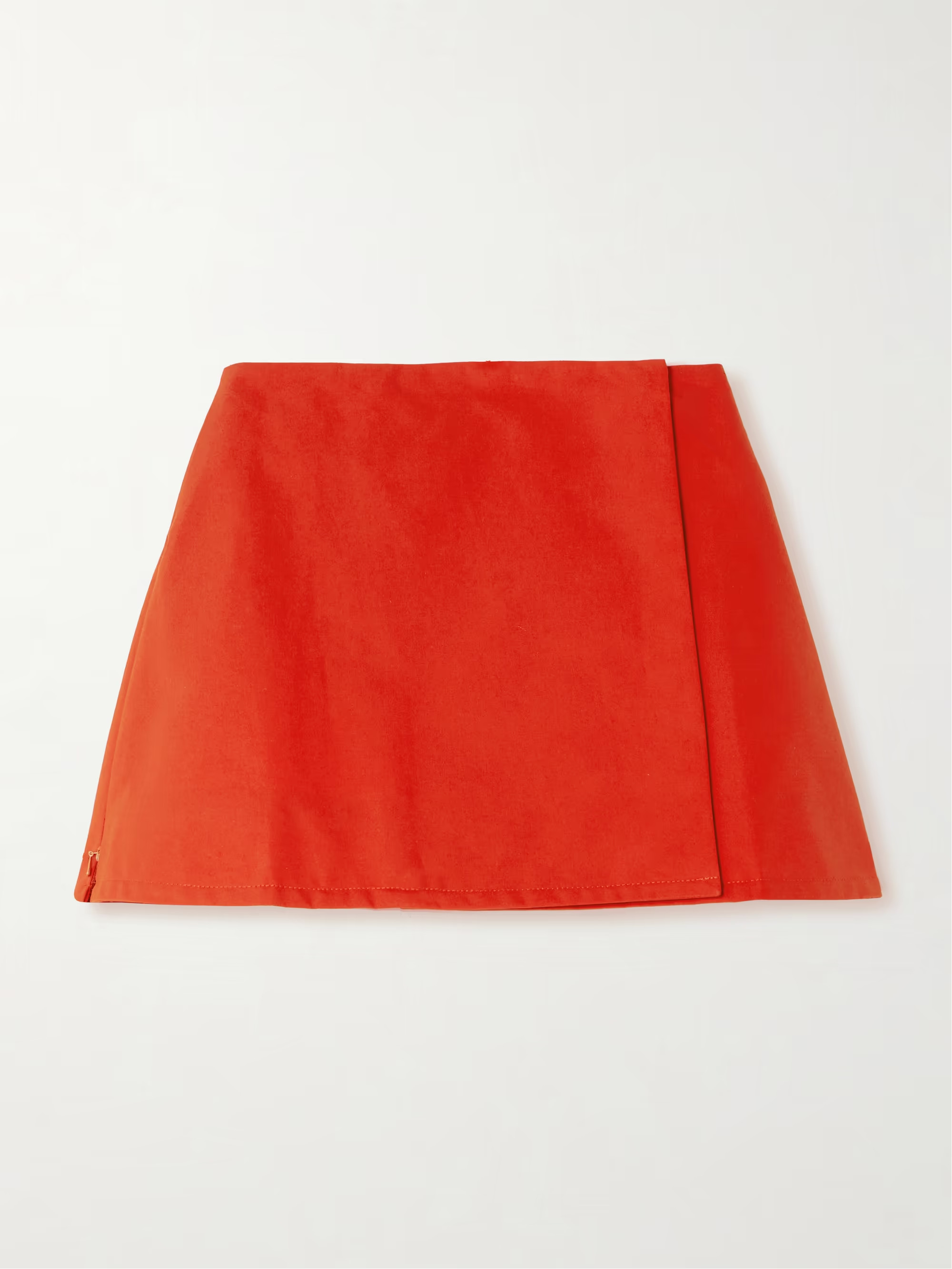 Pleated coated-cotton mini wrap skirt | NET-A-PORTER (US)