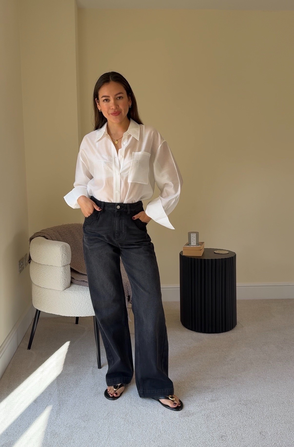 Spring outfit, white shirt, black denim, sheer shirt, staples, summer outfit

#LTKuk #LTKspring #LTKsummer