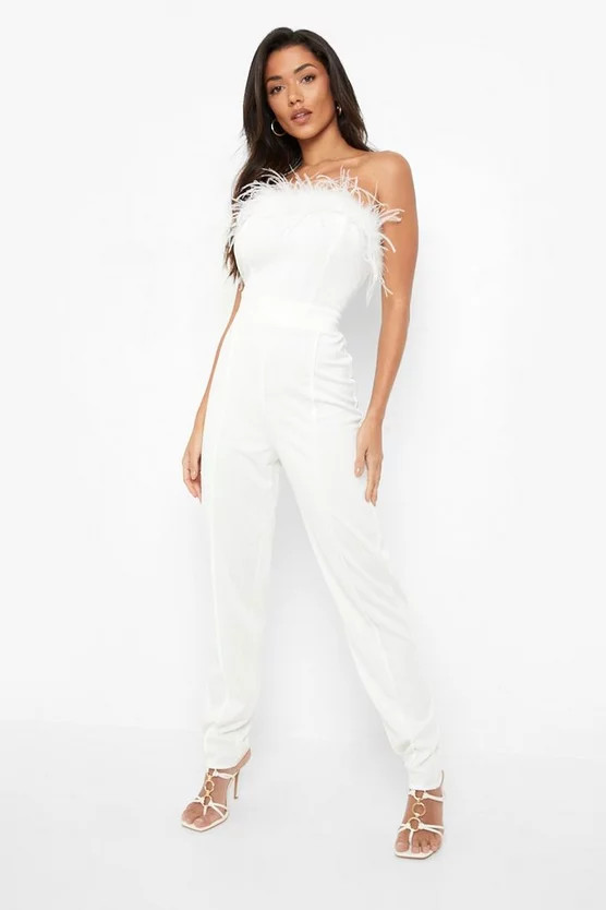 Feather Bandeau Tailored Jumpsuit | Boohoo.com (US & CA)