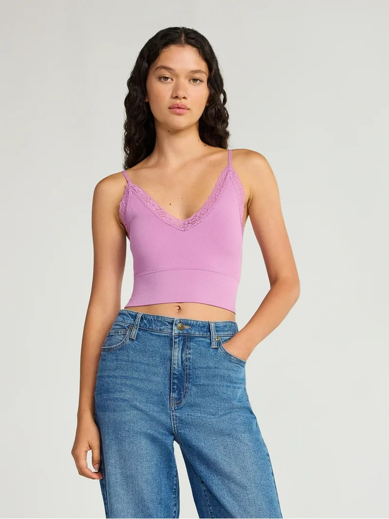 No Boundaries Lace Trim Cami Tank, Women's | Walmart (US)