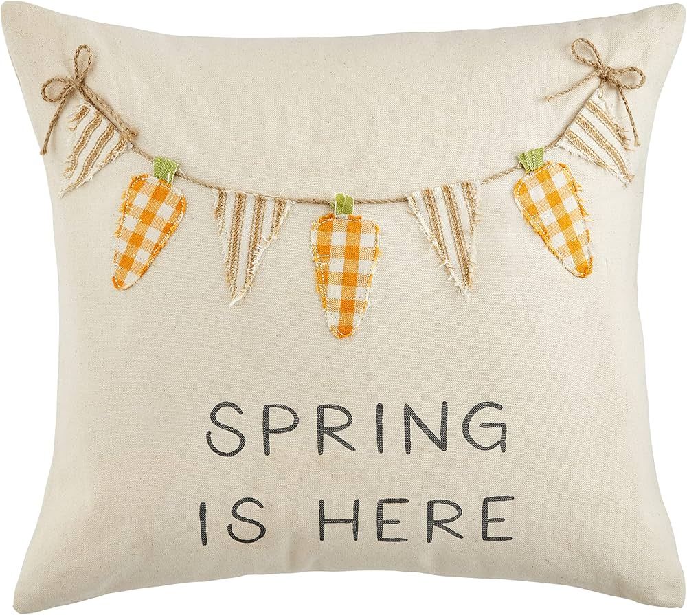 Mud Pie Easter Banner Applique Pillow, 18" x 18", Carrot | Amazon (US)
