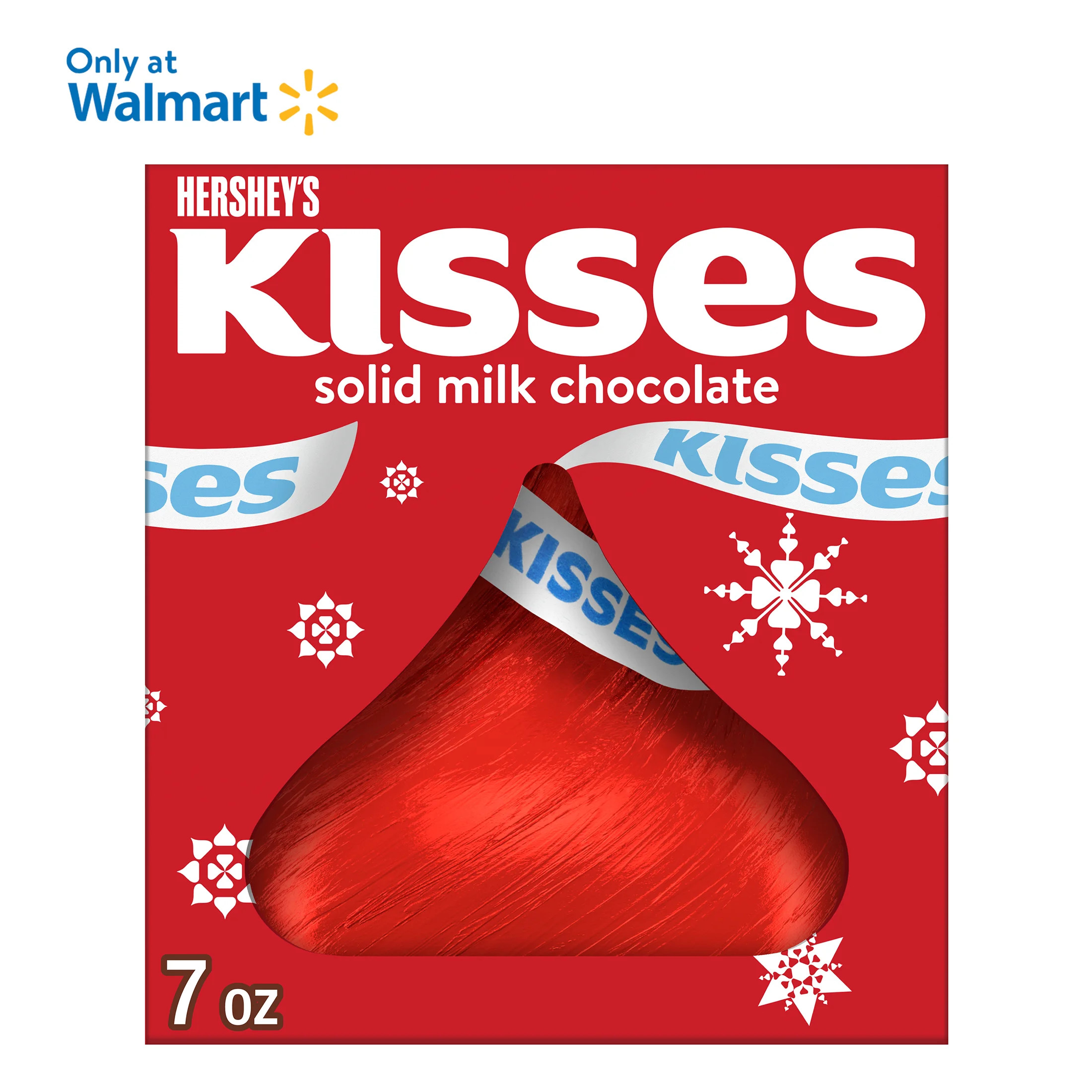 Hershey's Kisses Solid Milk Chocolate Christmas Candy, Gift Box 7 oz | Walmart (US)