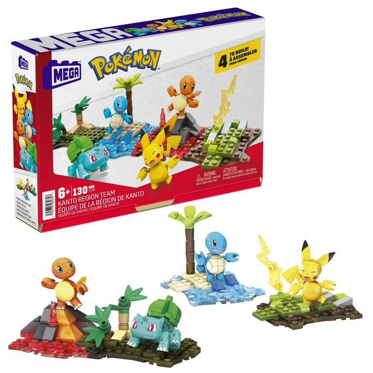 MEGA Pokémon Building Toy Kit Kanto Region Team with 4 Figures (130 Pieces), Ages 8 and up, Plas... | Walmart (US)