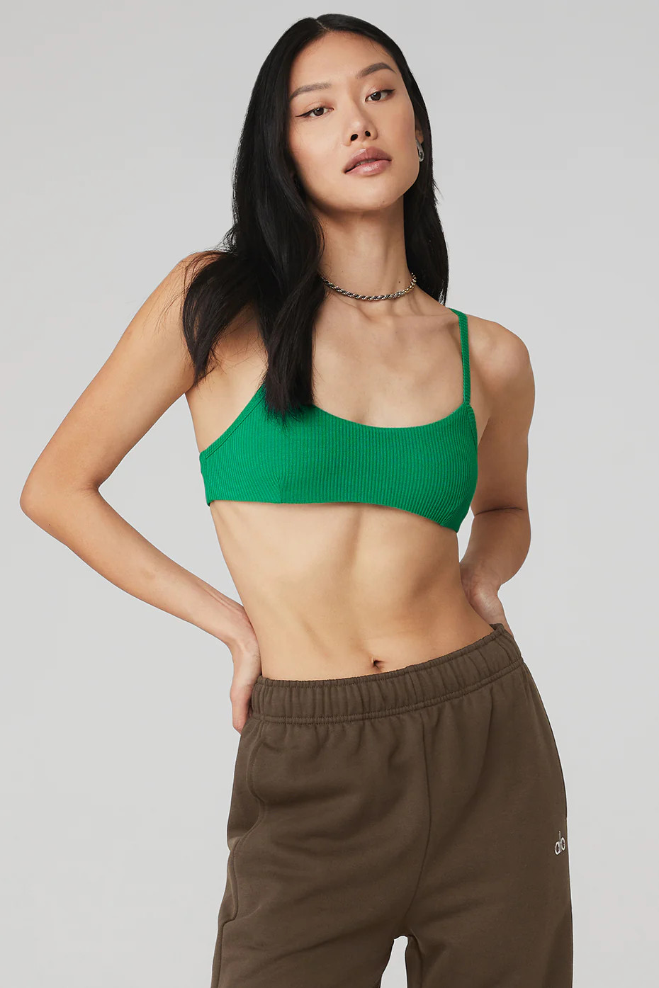 Ribbed Manifest Bra in Green Emerald, Size: Large | Alo YogaÂ® | Alo Yoga (US)