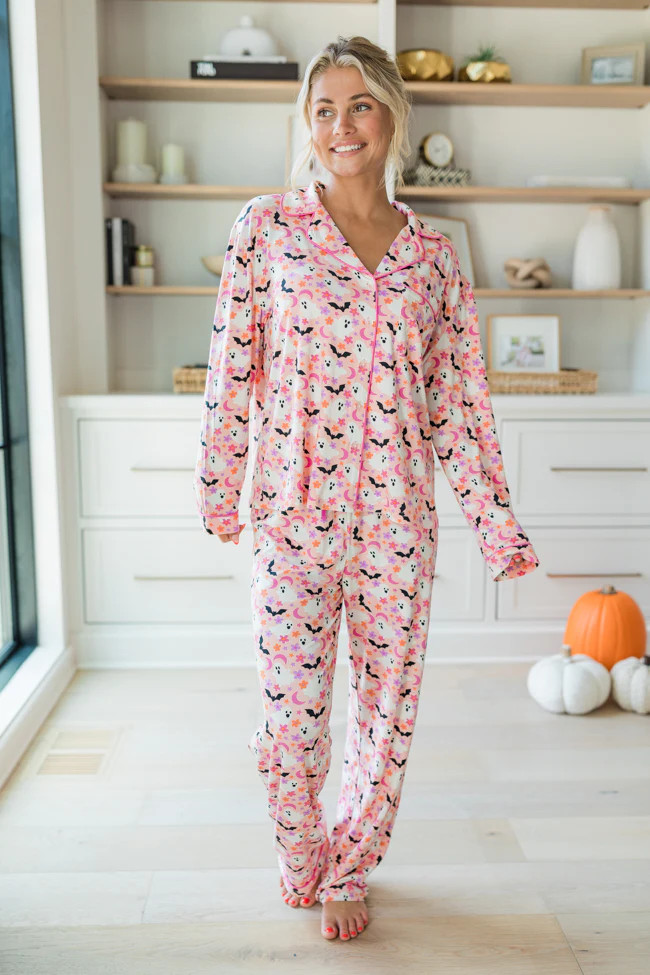 Under The Stars In Haunted Honey Pajama Bamboo Pants | Pink Lily
