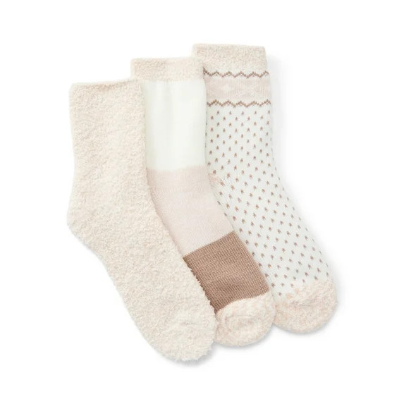 Joyspun Women's Double Layer Crew Lounge Socks, 3-Pack, Fits Shoe Sizes 4-10 | Walmart (US)
