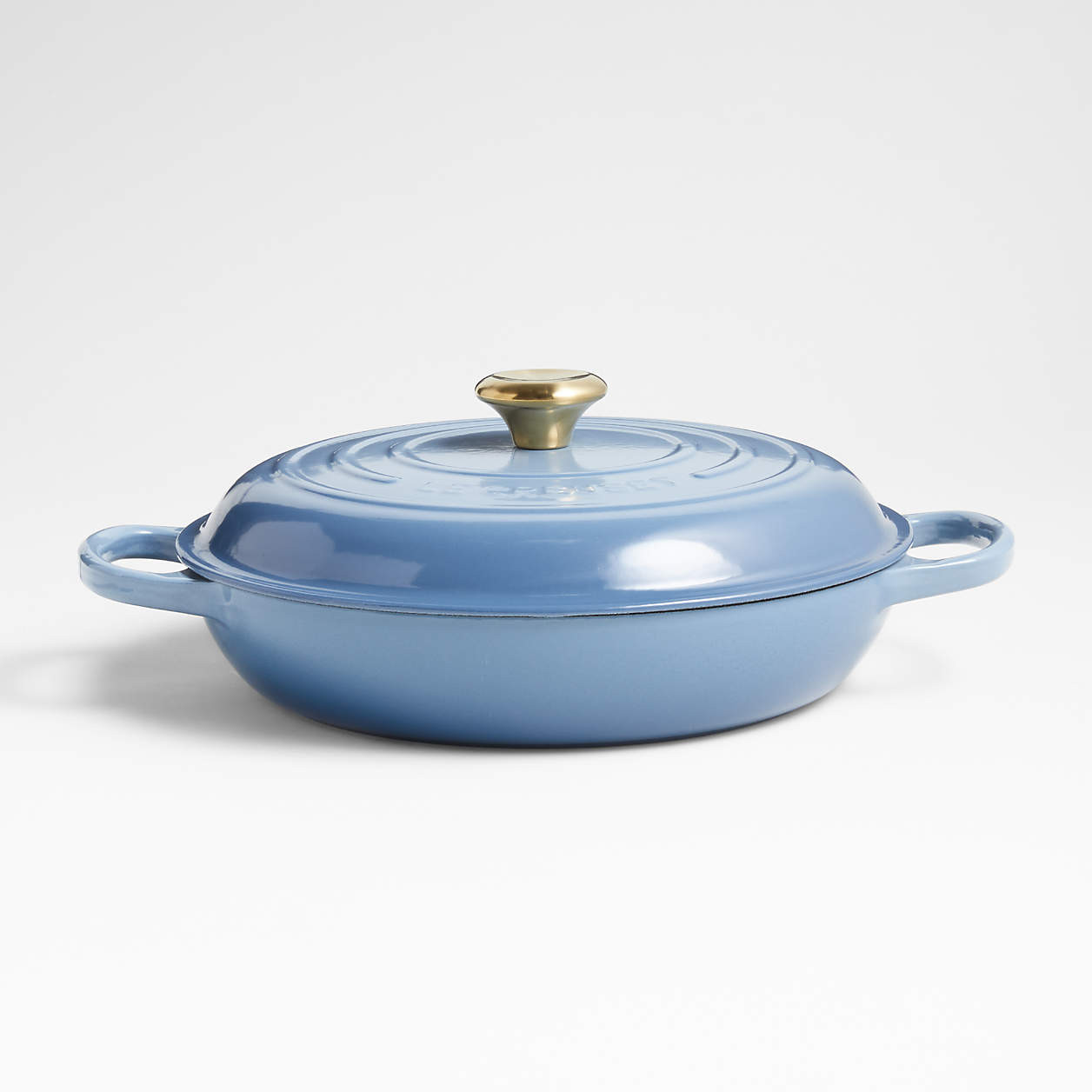 Le Creuset Signature 3.5-Qt. Chambray Blue Enameled Cast Iron Braiser Everyday Pan + Reviews | Cr... | Crate & Barrel