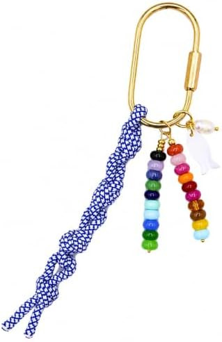 Handmade Colorful Beaded Bag Charm Keychain with Brass Key Rings for Purses | Amazon (US)