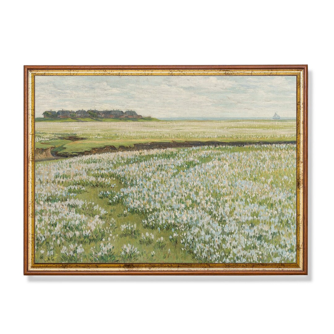 Vintage Spring Landscape Country Landscape Antique Meadow Painting Printable Wall Art Digital Dow... | Etsy (US)