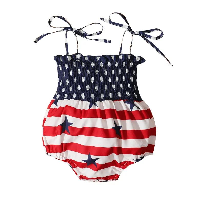 Canrulo Newborn Baby Girls 4th of July Outfits Bodysuit Romper Independence Day Clothes | Walmart (US)