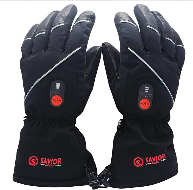 SAVIOR HEAT Heated Gloves for Men Women, Rechargeable Electric Heated Leather Skiing and Snowboar... | Amazon (US)