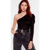 Womens One More Chance Ribbed One Shoulder Top - Black - 12, Black | NastyGal (UK, IE)