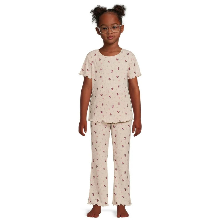 Wonder Nation Girls Rib Knit Top, Pant and Sleep Mask Set, 3-Piece, Sizes 4-18 & Plus | Walmart (US)