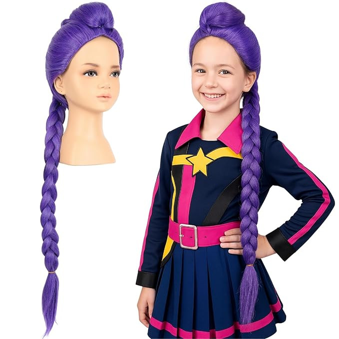 morvally 33.5 Inches Purple Long Braided Ponytail Wig - Anime Cosplay Wigs for Halloween Costume ... | Amazon (US)