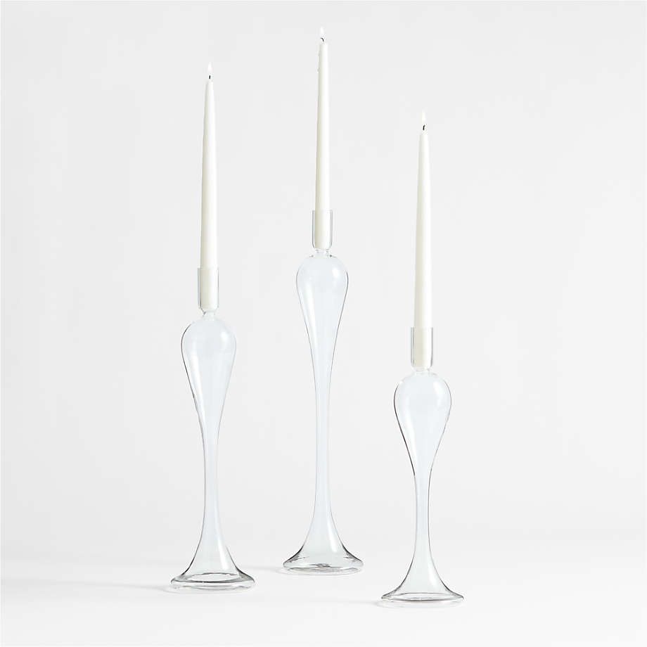 Milano Small Clear Glass Taper Candle Holder 14" + Reviews | Crate & Barrel | Crate & Barrel