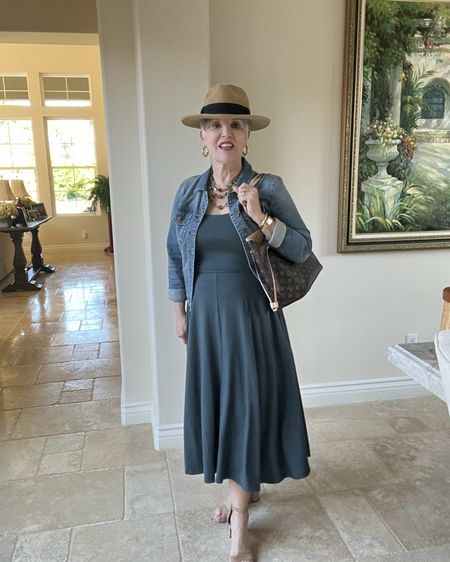 Terrific olive dress with a jean jacket. Perfect spring look. Add a cool 😎 hat and fun jewelry. See links below ⬇️.

#styleagram 
#stylebook
#stylebible
#stylefashion
#outfitshot
#styleaddict
#jcrewfactory 
#nordstrom
#macysstylecrew
#talbotsofficial 
#jjillstyle
#getreadywithme 
#styletips
#grwm
#styleblogger
#springfashion
#casualandchic 
#ltkover40
#ltkover50
#ltkspring
#ltkshoecrush
#ltkitbag
#nudeshoes #quince

#LTKFestival #LTKfindsunder50 #LTKover40