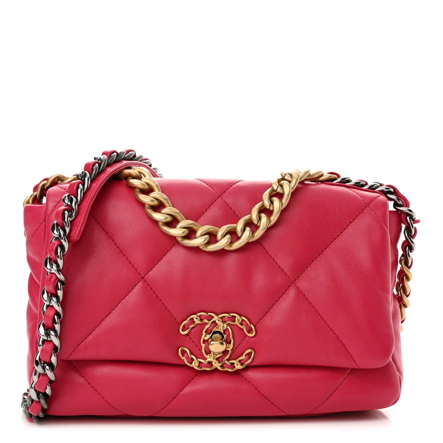Lambskin Quilted Medium Chanel 19 Flap Dark Pink | FASHIONPHILE (US)