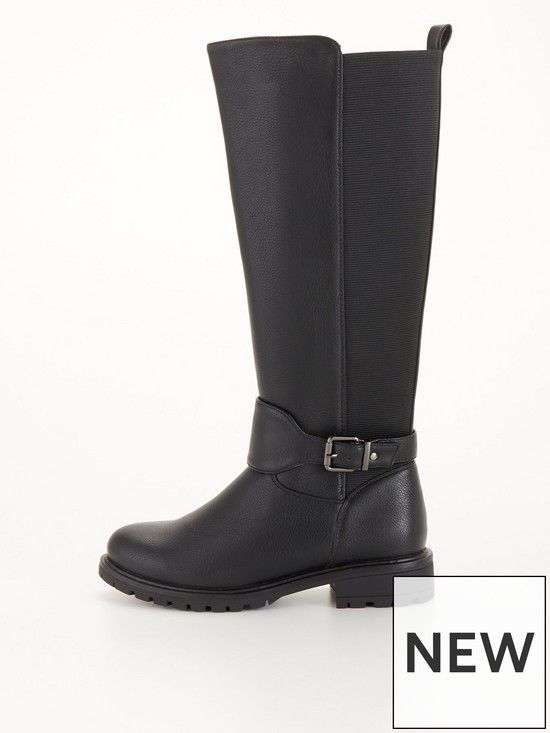 V by Very Wide Fit Knee Boot With Wider Fitting Calf - Black | Very (UK)