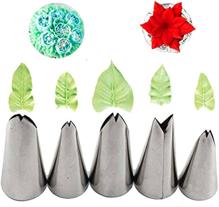 Russian Piping Tips Set, Airlxf 5PCS Stainless Steel Cake Cupcake Decorating Supplies Kit Flower ... | Amazon (US)