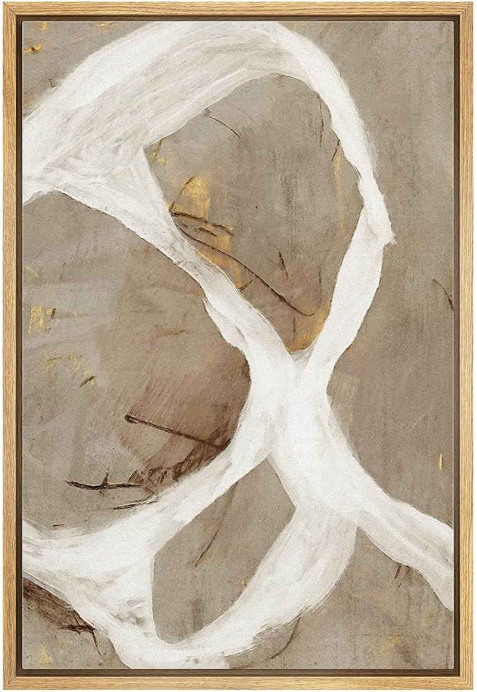 MUDECOR Framed Canvas Print Wall Art Abstract Whimsy Contemporary Beige Loop Modern Art Minimalis... | Amazon (US)