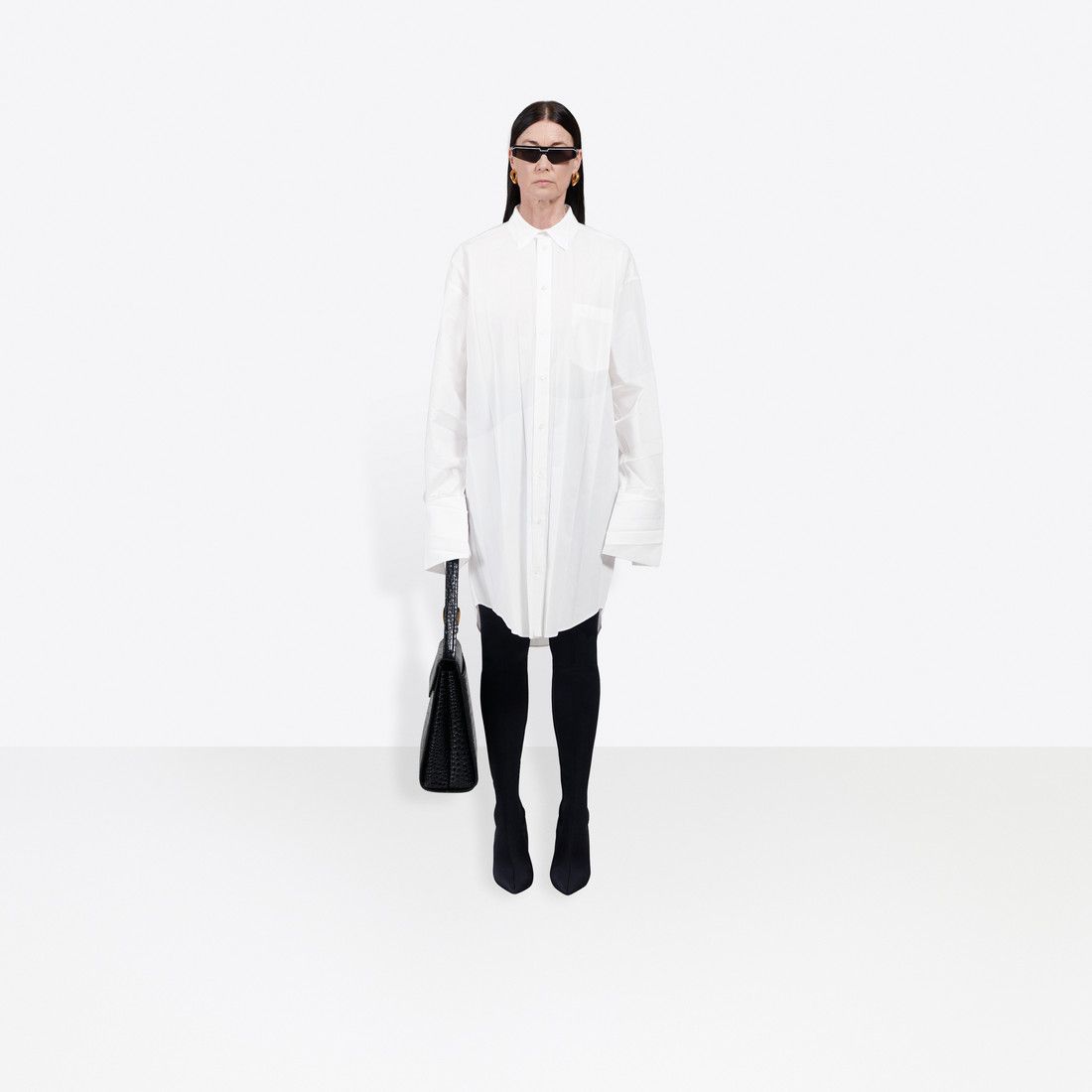 Balenciaga - Pleated Shirt Dress White | Balenciaga