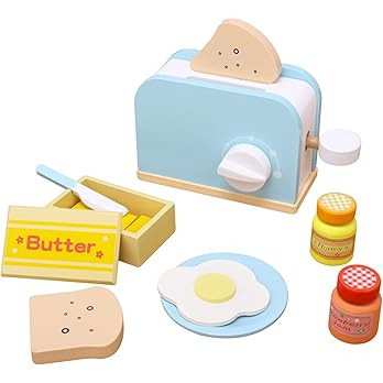 Amazon.com: Wooden Kitchen Toy, Pop-Up Bread and Butter Toaster Set, Play Bread Maker Kitchen Acc... | Amazon (US)