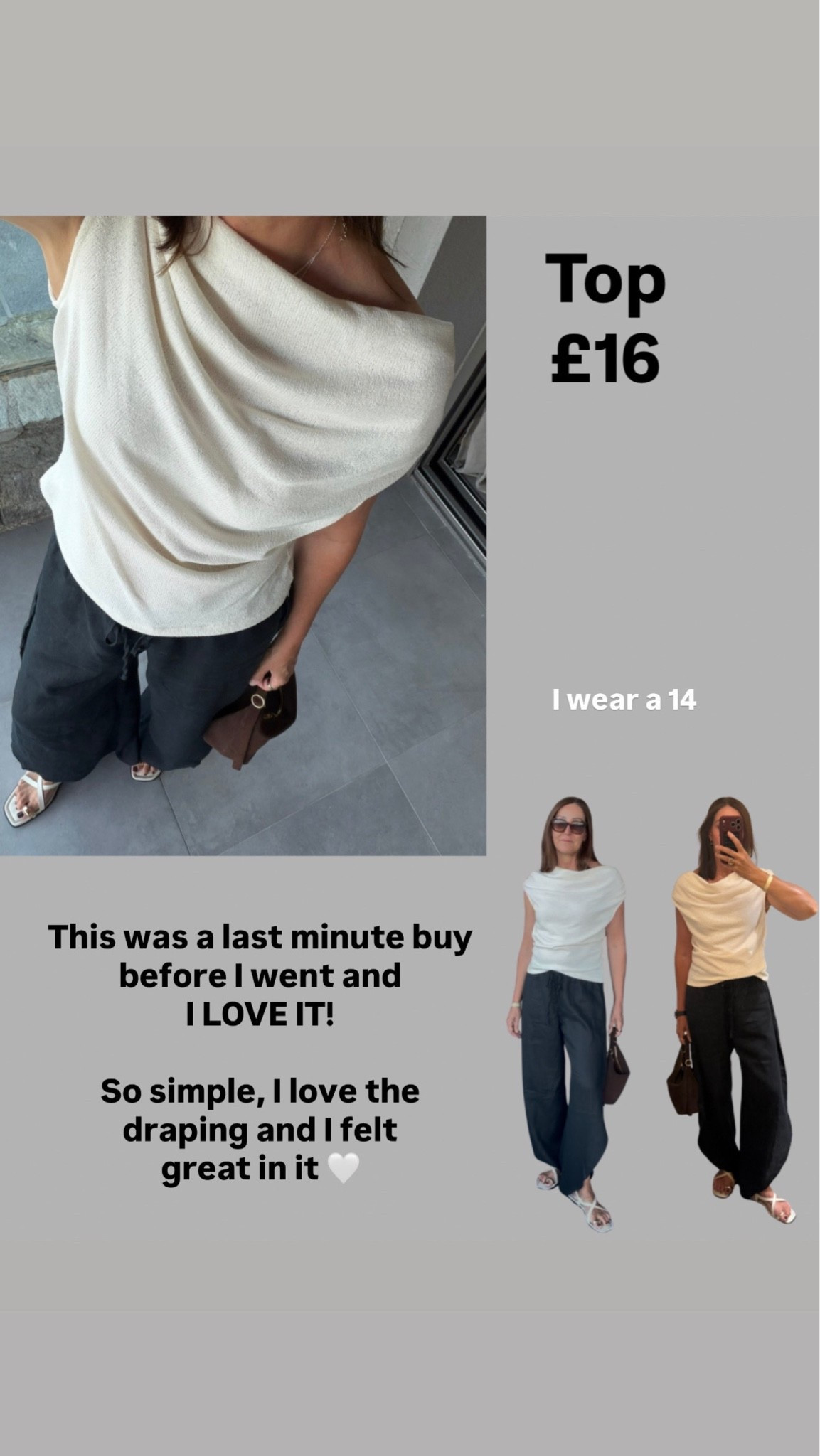 The bargain top I feel great in and the floatiest summer trousers. 
I wear 14 top and M trousers.

#LTKsummer #LTKstyletip