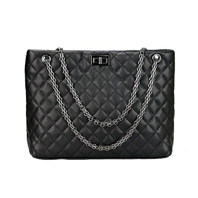 Quilted Handbags for Women Metal Chain Strap Purse Shoulder Bags | Amazon (US)
