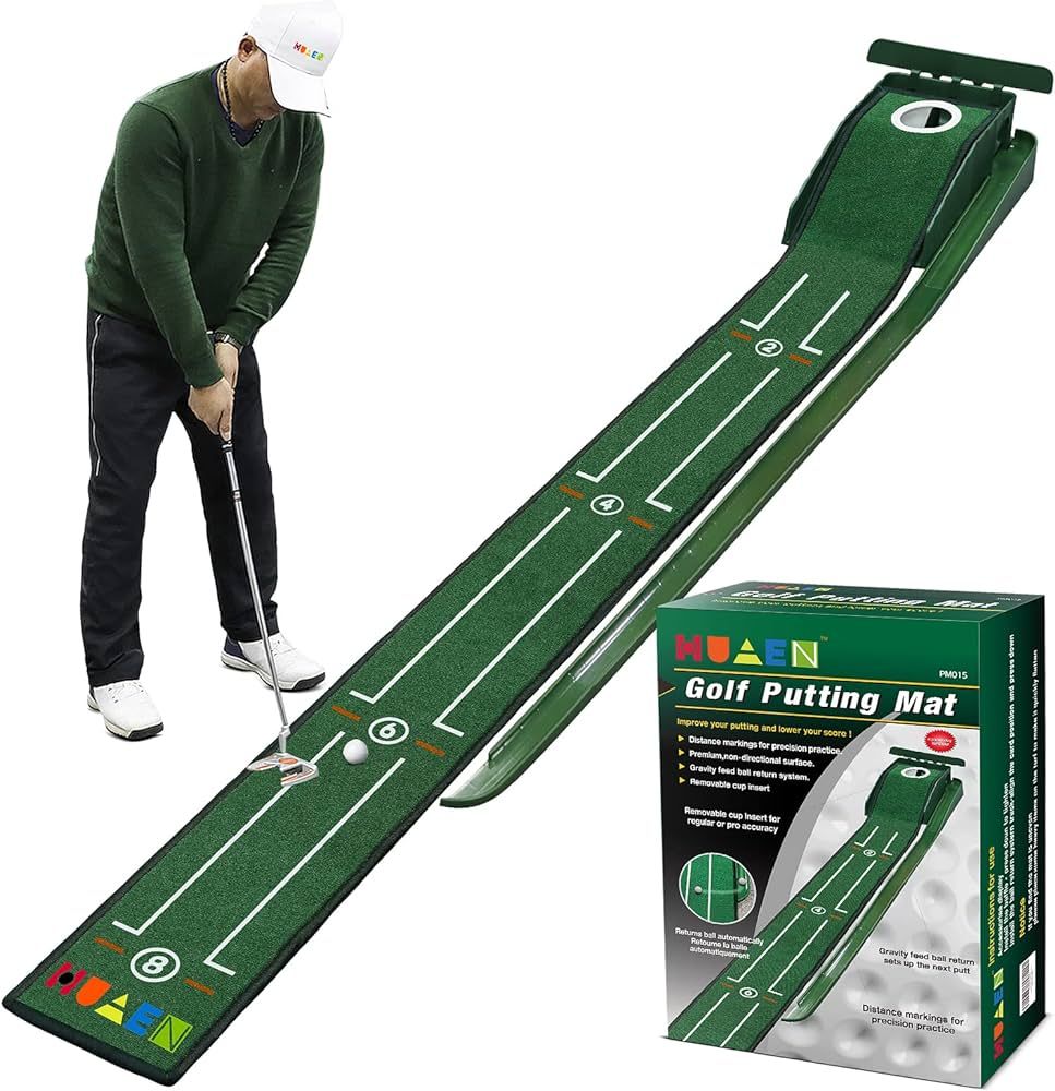 ENHUA GOLF Putting Green Indoor Set,8 feet Putting Mat with Auto Ball Return,Suit for Men Gift Ho... | Amazon (US)