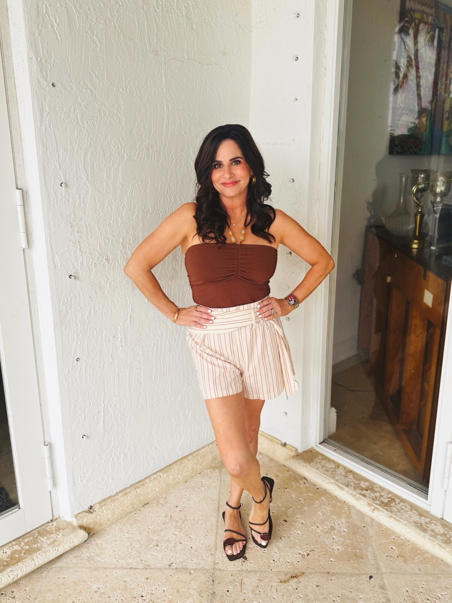 Cute summer look . Top size med ( from last season but shared a similar ) shorts a 2 and have a really nice belt detail .

#LTKootd #LTKOver40 #LTKSaleAlert