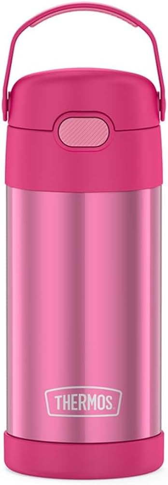 THERMOS FUNTAINER 12 Ounce Stainless Steel Vacuum Insulated Kids Straw Bottle, Pink | Amazon (US)