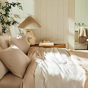 Brooklinen Luxury Sateen 4 Piece Sheet Set - 100% Cotton, Queen Size in Warm Grey - 1 Fitted Shee... | Amazon (US)