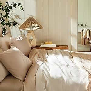 Brooklinen Luxury Sateen 4 Piece Sheet Set - 100% Cotton, Queen Size in Warm Grey - 1 Fitted Shee... | Amazon (US)