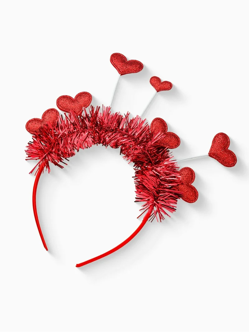 Way to Celebrate Valentine's Day Red Glitter Hearts Head Bopper Headband, 1 Piece | Walmart (US)