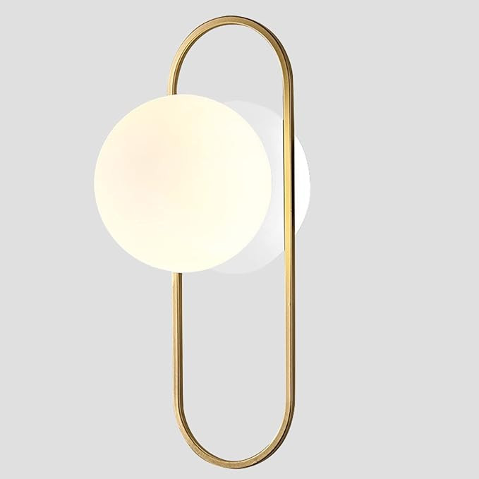 Flyrose Mid-Century Modern Wall Sconce Lighting Brass Brushed Gold Wall Sconce 1-Light Glass Glob... | Amazon (US)