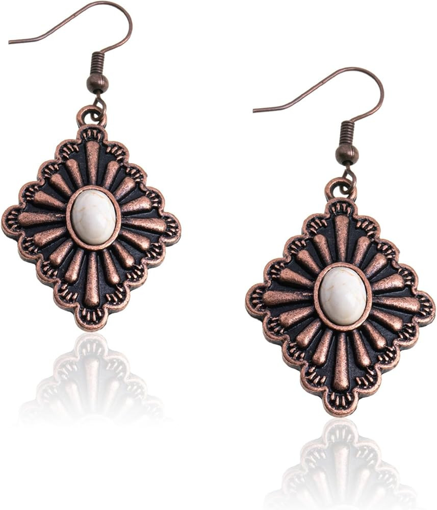 Rustic Couture's Western Earrings for Women Cowgirl Country Concho Dangling Western Statement Jew... | Amazon (US)