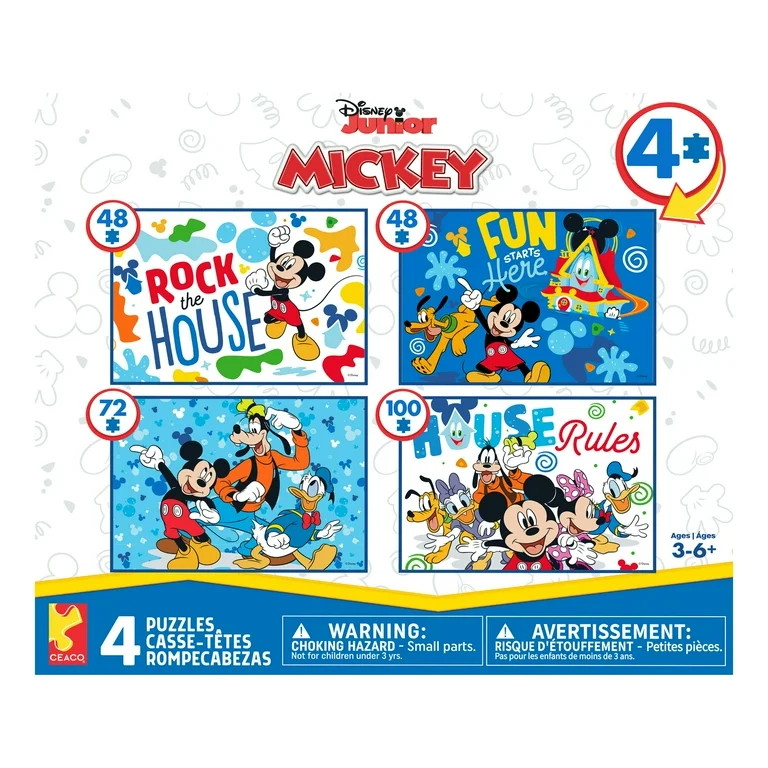 Ceaco Mickey's Clubhouse 4-in-1 Multipack Interlocking Jigsaw Puzzles for Children Ages 6+ | Walmart (US)