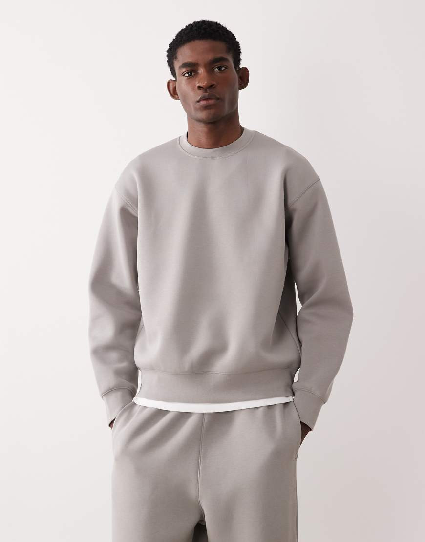 ARKET mix and match sweatshirt in grey in scuba-style fabric-Brown | ASOS (Global)