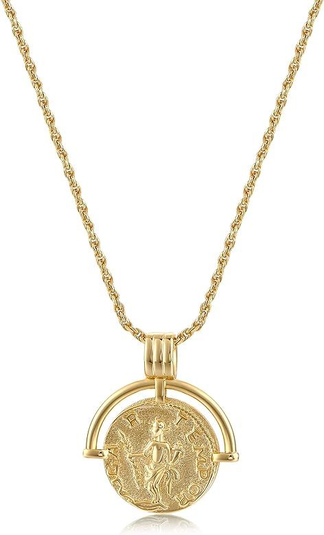 Amazon.com: FRUMOS Dainty Layered Choker Necklace 18k gold Plated Y Pendant Commemorative coin Ne... | Amazon (US)