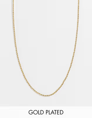 ASOS DESIGN 14k gold plated necklace in mini rope chain | ASOS (Global)