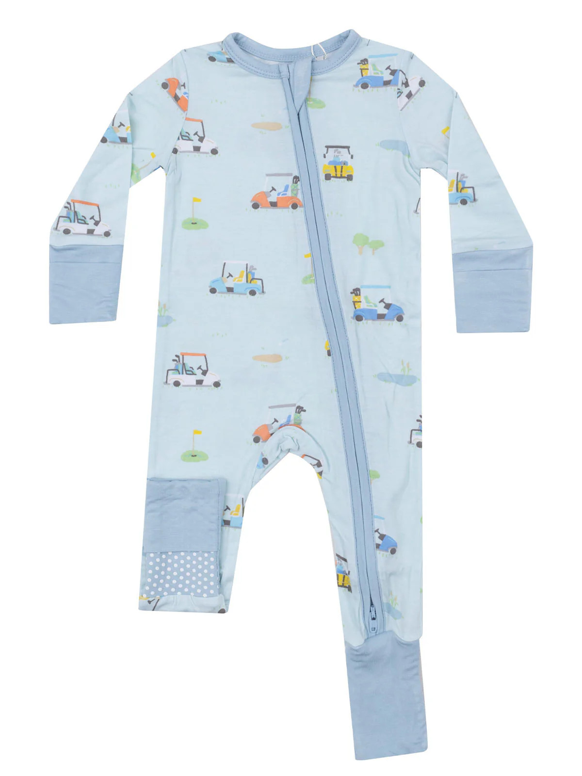 2-Way Zip Romper, Golf Carts Blue | SpearmintLOVE