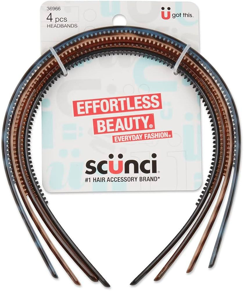 Scunci by Conair Effortless Beauty Skinny Plastic Headbands for Women and Men, Headbands in Durab... | Amazon (US)