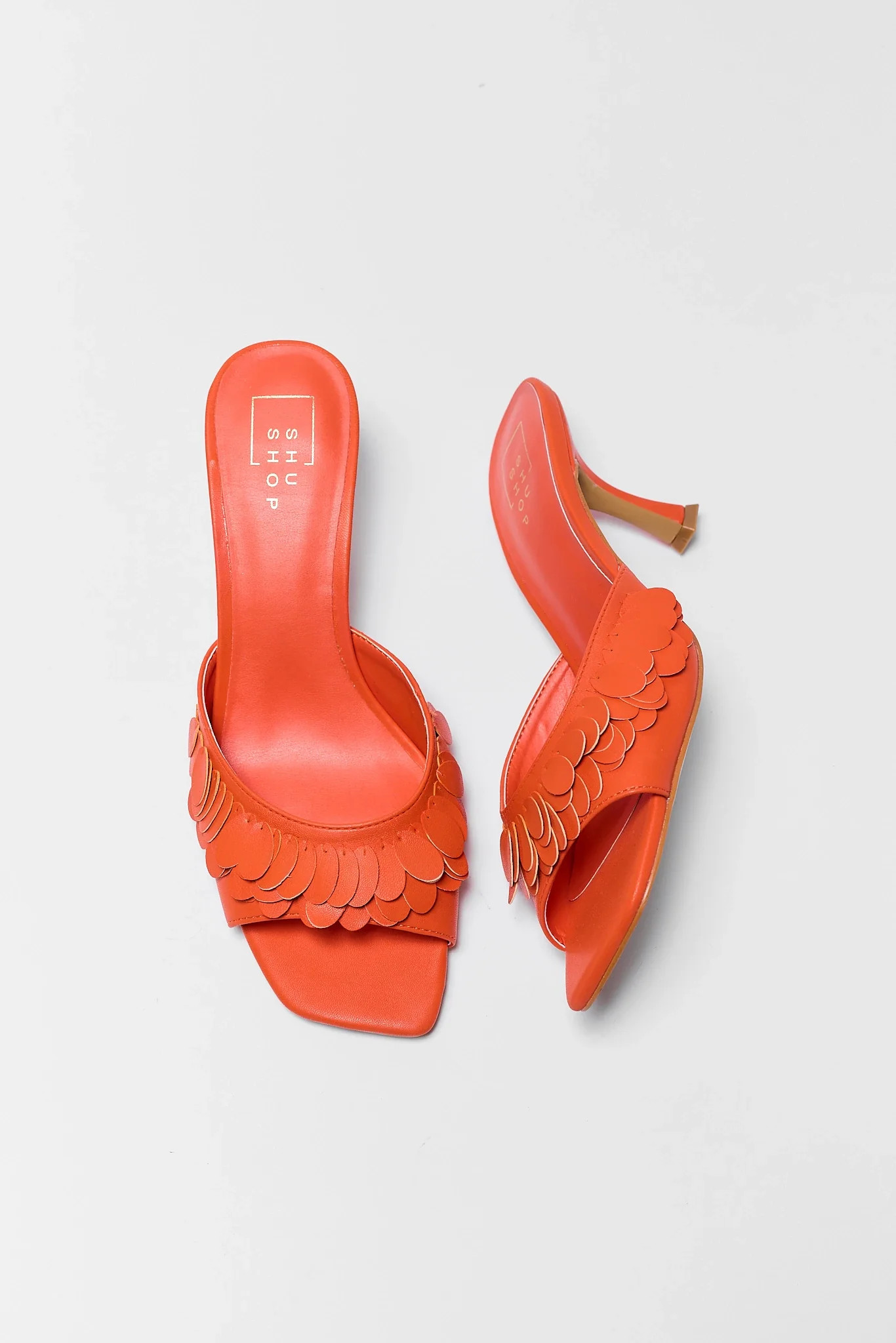 Grace Orange Textured Kitten Heels | Avara