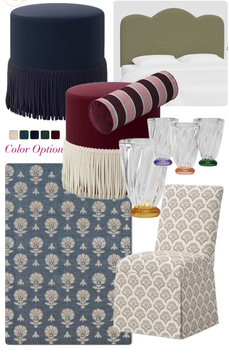 Home Decor, fabric covered headboard, area rug, dining chair, side chair, stools with fringe, drink glasses, accent pillows, Target home decor

#LTKHome #LTKFindsUnder50 #LTKFindsUnder100