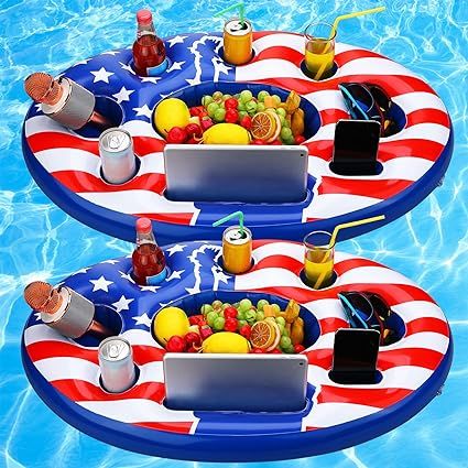 Karenhi 2 Pcs Large 4th of July Bar Floating Drink Holder for Pool 9 Holes Independence Day Infla... | Amazon (US)
