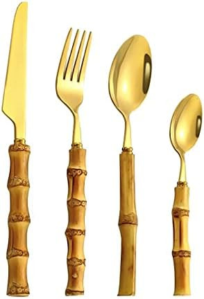 Comfylar Bamboo Silverware Set - Natural Bamboo Flatware - Bamboo Cutlery and Utensils - Handcraf... | Amazon (US)