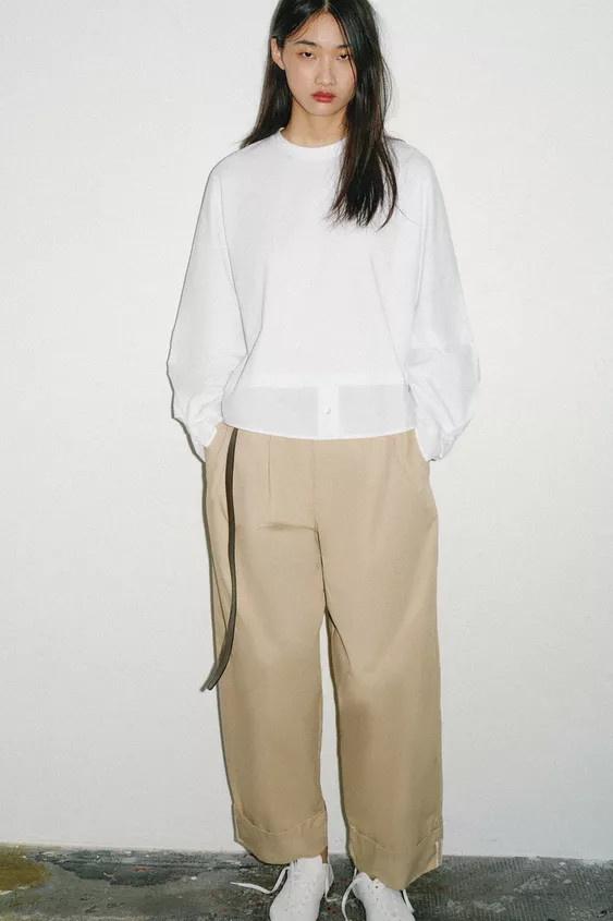 COMBINED POPLIN T-SHIRT | Zara US