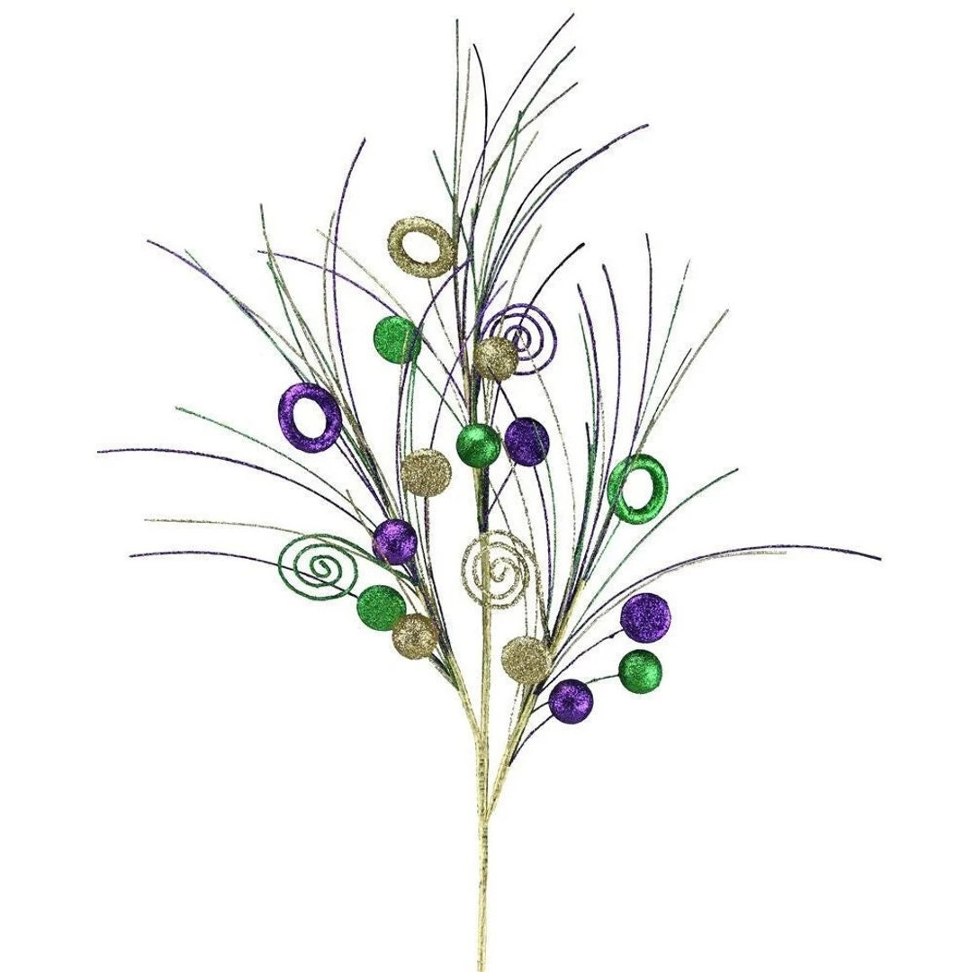 Mardi Gras Glitter Ball/Circle/Disc Spray, Mardi Gras Spray, Mardi Gras Wreath, Wreath Embellishm... | Etsy (US)